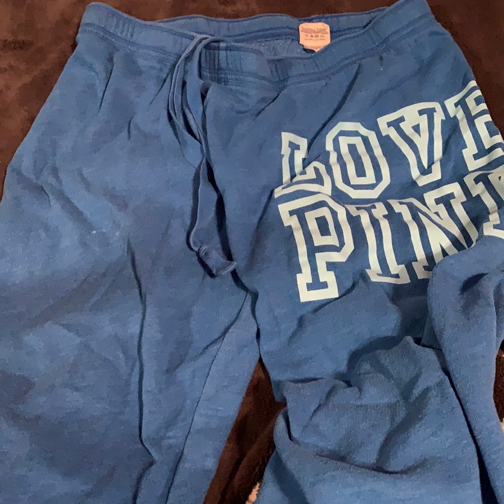 Pink/victoriasecret blue sweat pants size small